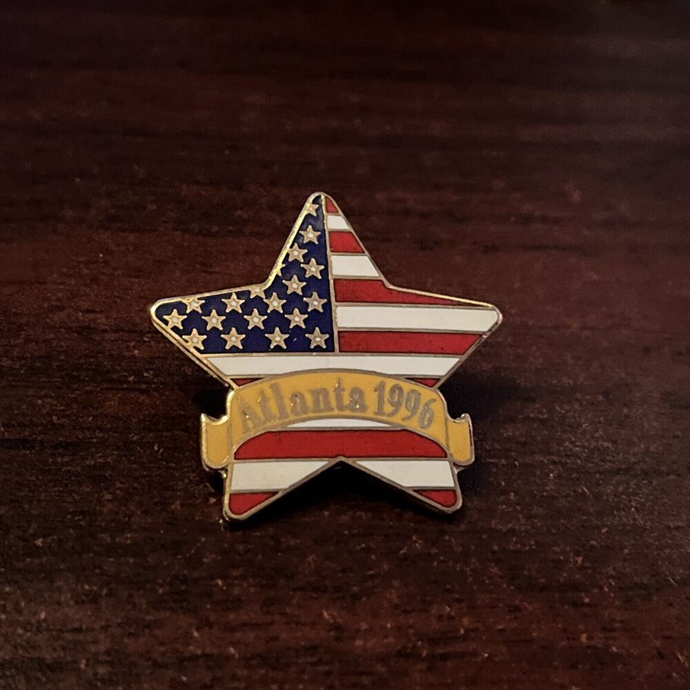 1996 Atlanta Olympics USA American Flag Star‎ Lapel Hat Pin